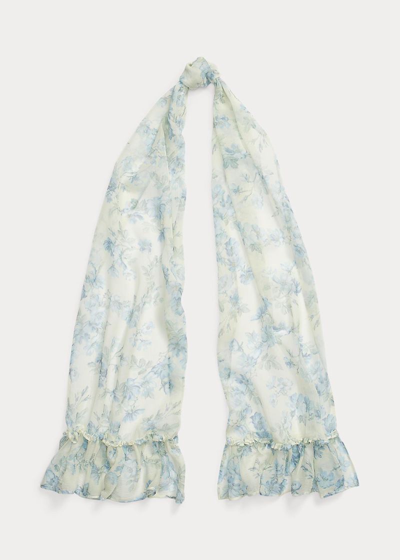 Bufanda Lauren Mujer Lucie Floral Silk Crinkle Chiffon Chile Azules XKJAS-3658